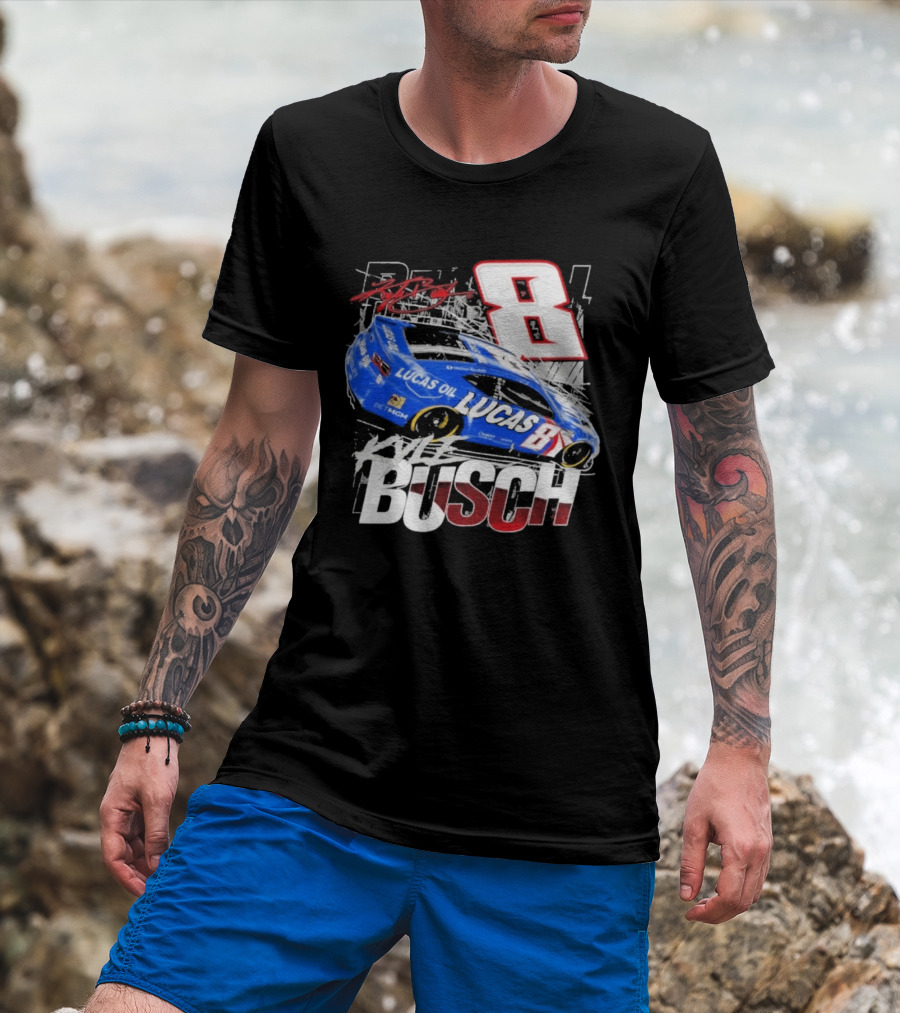 Kyle Busch Lucas Oil #8 Racing Car Red 2 Spot T-Shirt
