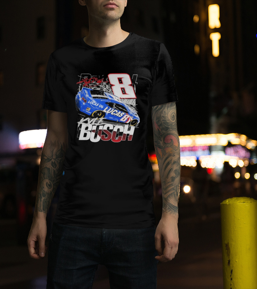 Kyle Busch Lucas Oil #8 Racing Car Red 2 Spot T-Shirt
