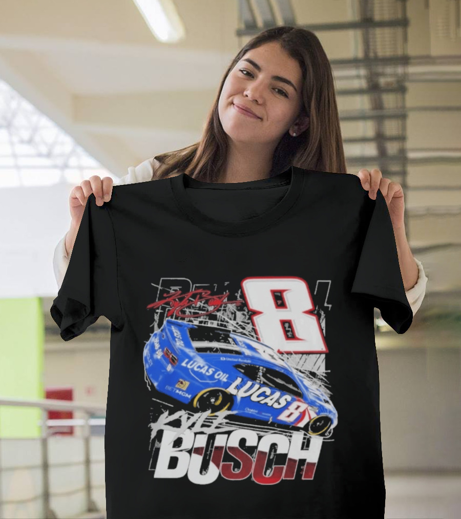 Kyle Busch Lucas Oil #8 Racing Car Red 2 Spot T-Shirt