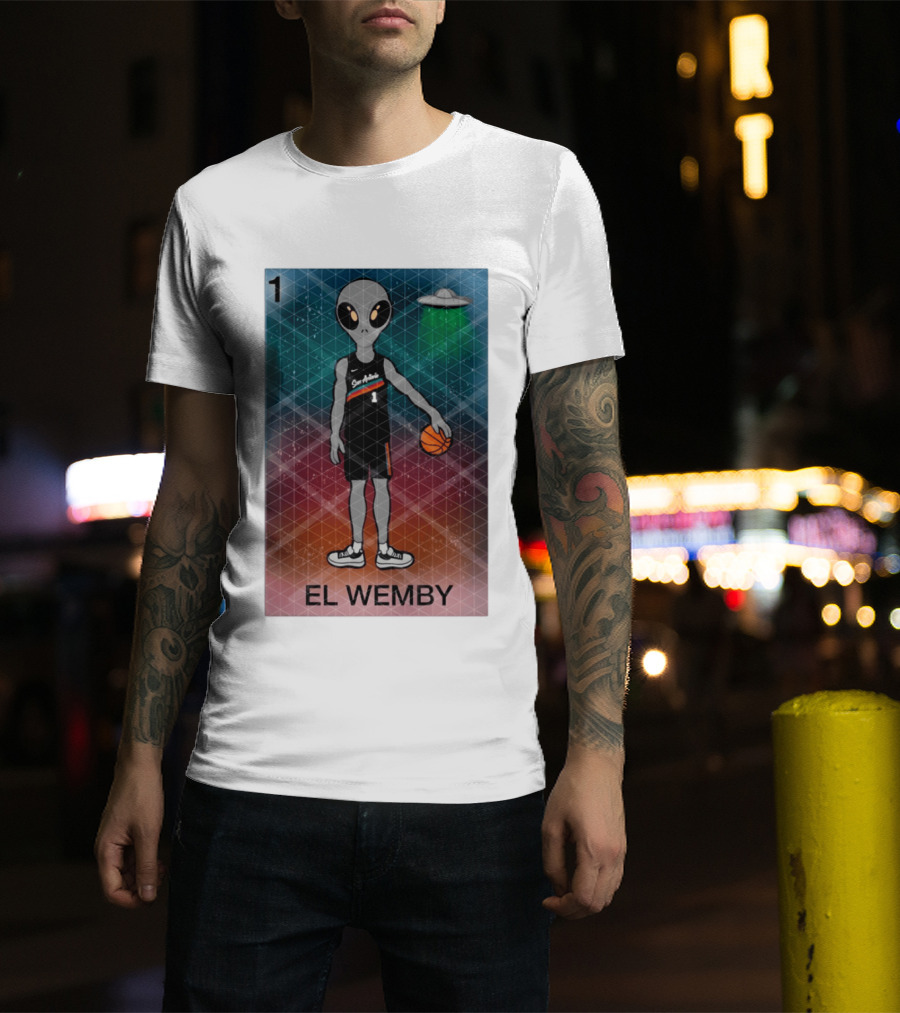 El Wemby Lotería Card Alien Victor Wembanyama San Antonio Spurs Basketball NBA 2026 T-Shirt