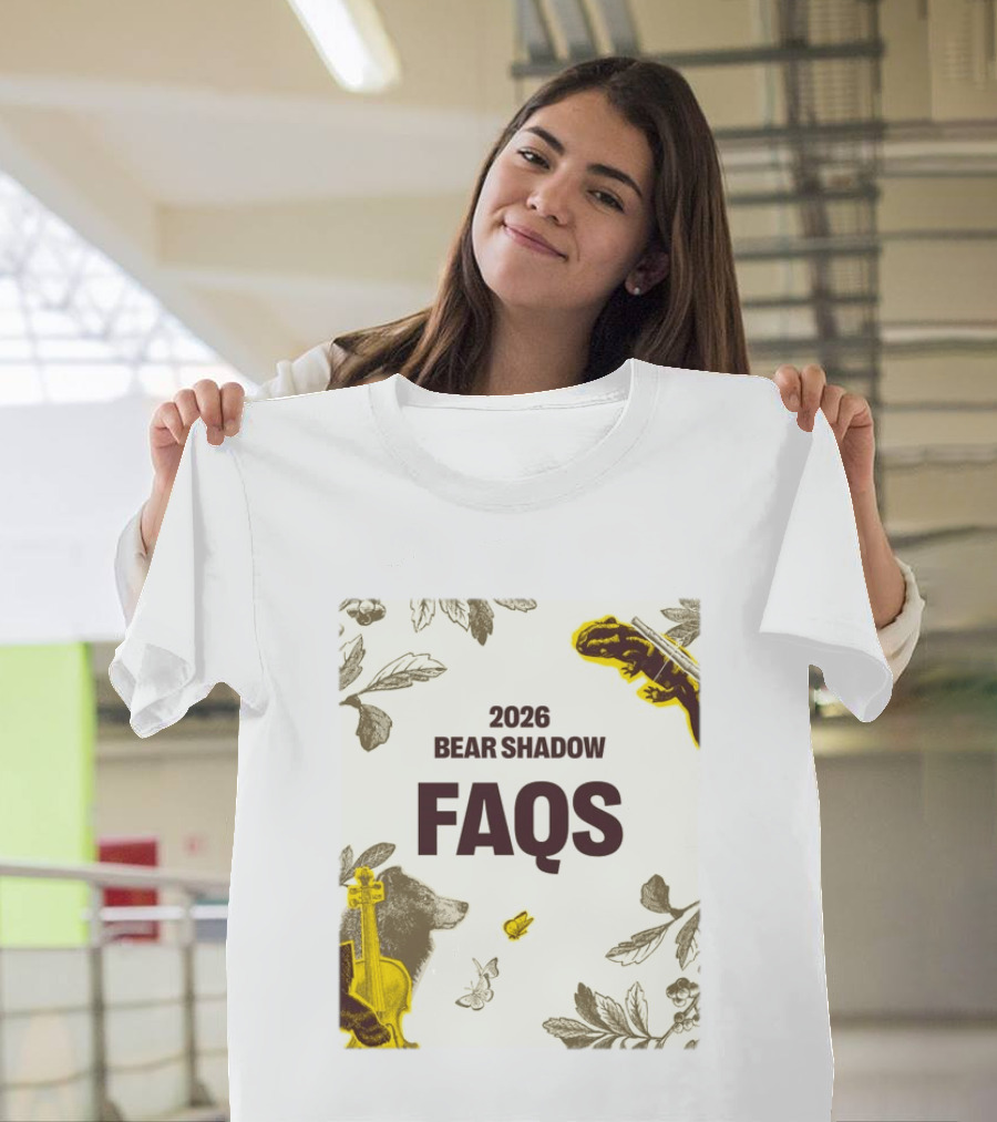 2026 Bear Shadow FAQs Music Festival Forest Animals Instruments T-Shirt