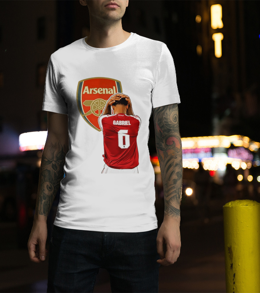 Gabriel Magalhaes Arsenal Jersey Number 6 Premier League T-Shirt