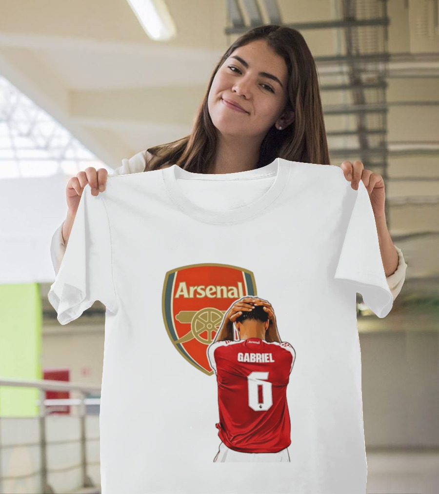 Gabriel Magalhaes Arsenal Jersey Number 6 Premier League T-Shirt