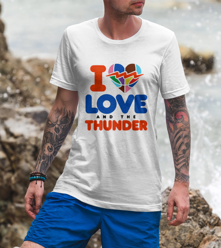 I Love Thunder Heart Color Block T-Shirt