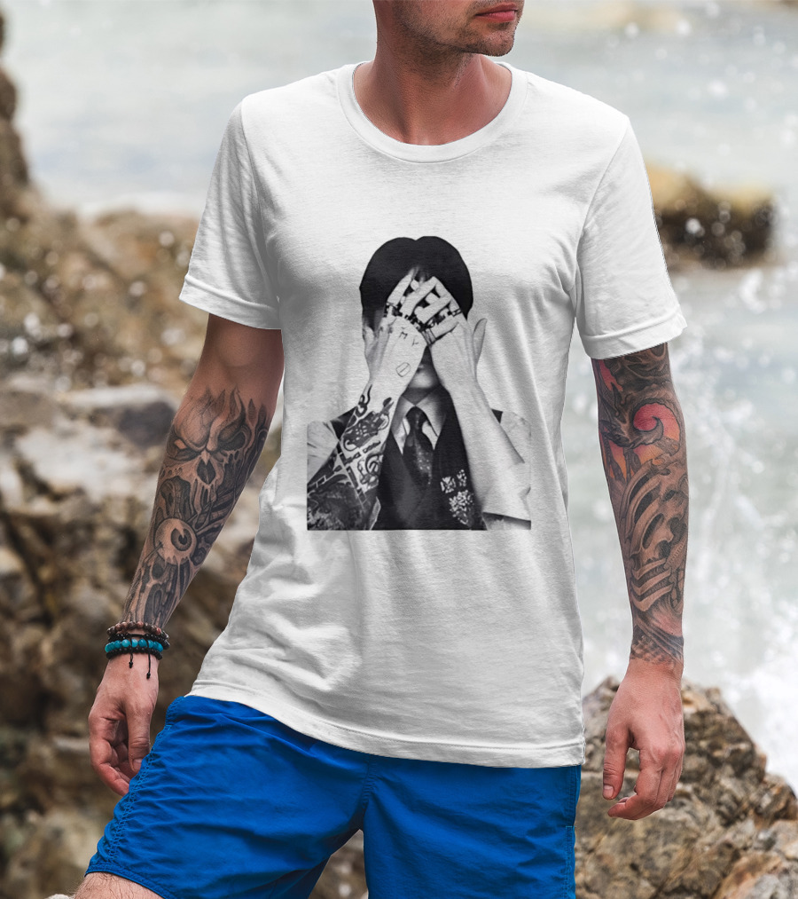 Jungkook BTS Tattoo Hands Rings Black And White Aesthetic T-Shirt