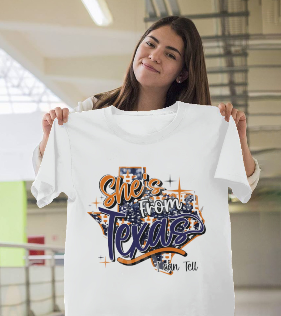 She's From Texas I Can Tell Map 2026 T-Shirt