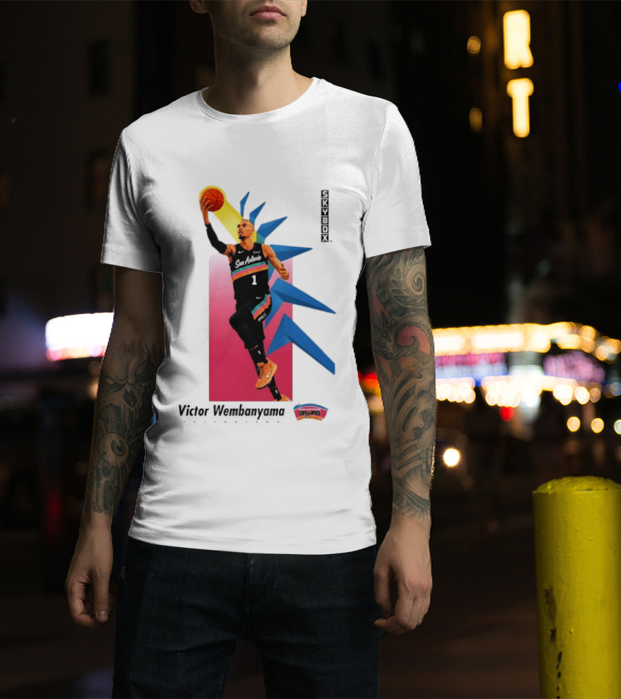 Victor Wembanyama San Antonio Spurs Basketball NBA Skybox 90s Retro Dunking Action T-Shirt