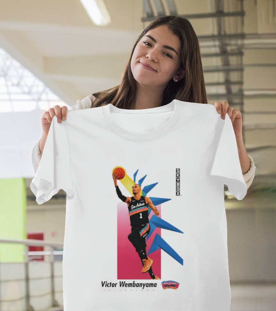 Victor Wembanyama San Antonio Spurs Basketball NBA Skybox 90s Retro Dunking Action T-Shirt