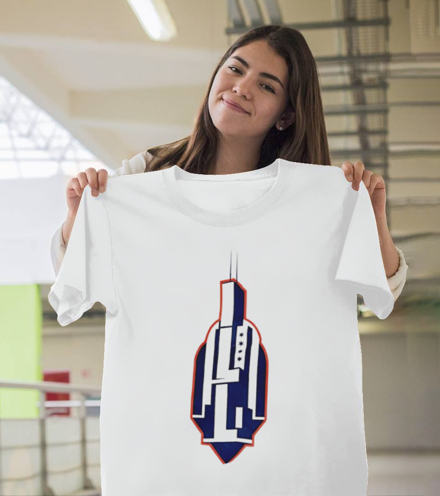 Chicago Skyline Willis Tower Symbol With Flag Stars T-Shirt