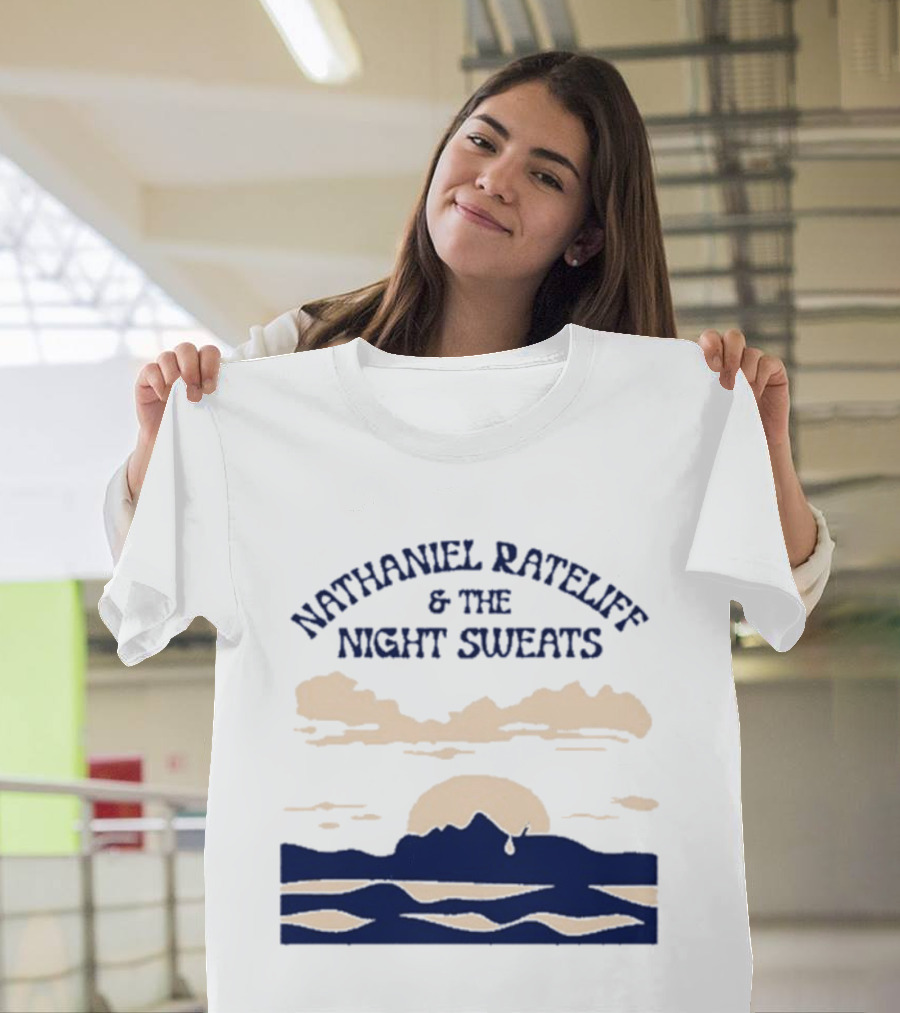 Nathaniel Rateliff & The Night Sweats Sunset Clouds And Mountain River Scene T-Shirt