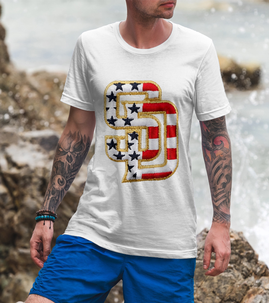 San Diego Padres America 250 Stars And Stripes SD Baseball Cap T-Shirt