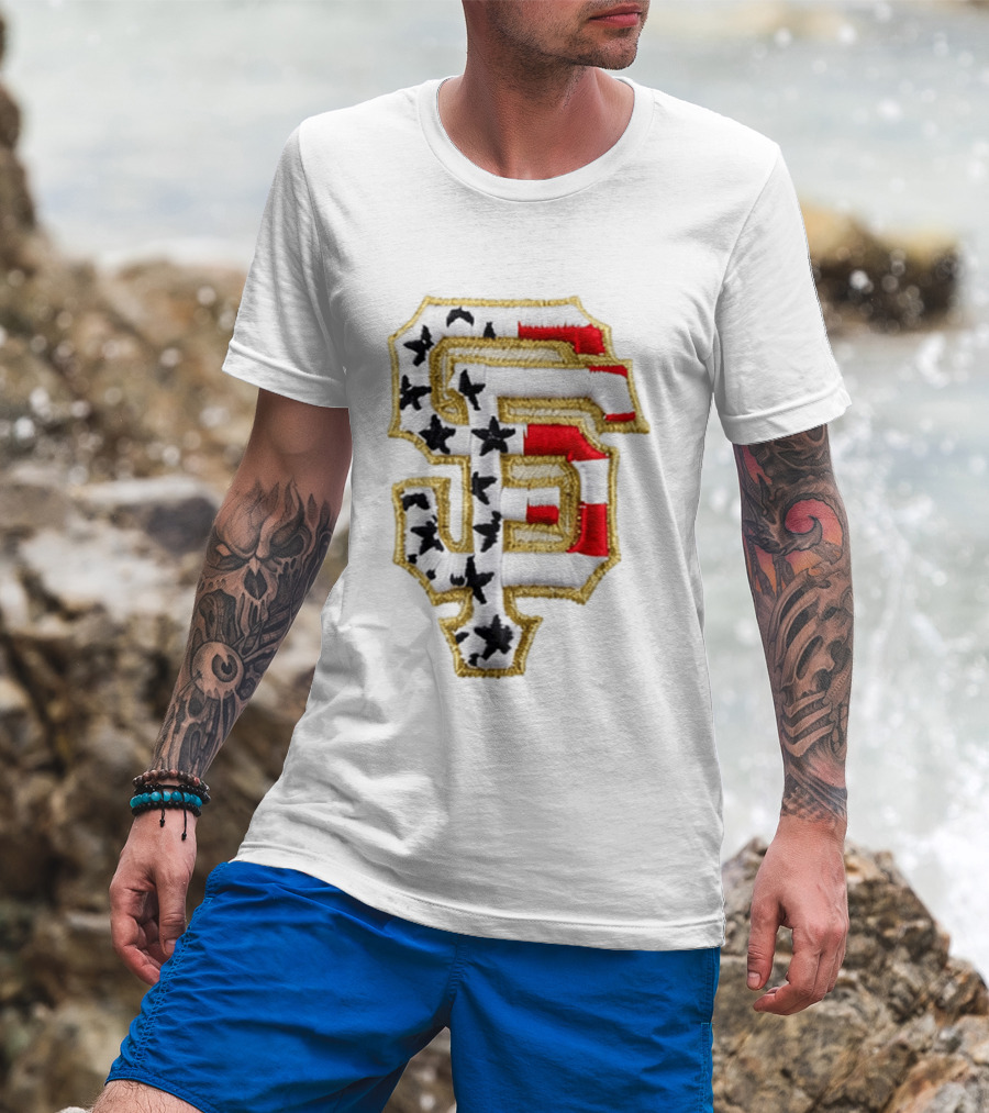 SF Giants Stars And Stripes USA 250 Hat T-Shirt