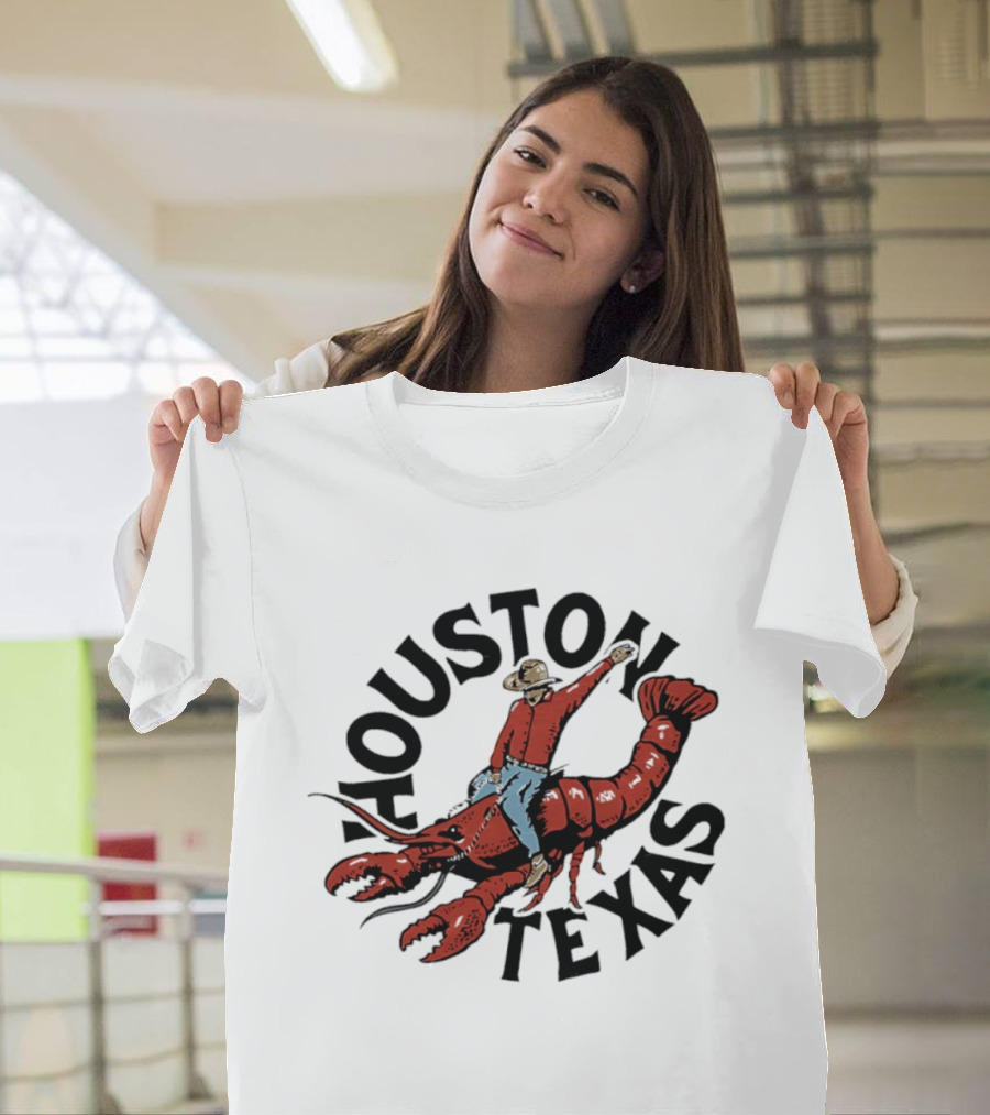 Houston Texas Crawfish Cowboy Riding Effigy T-Shirt
