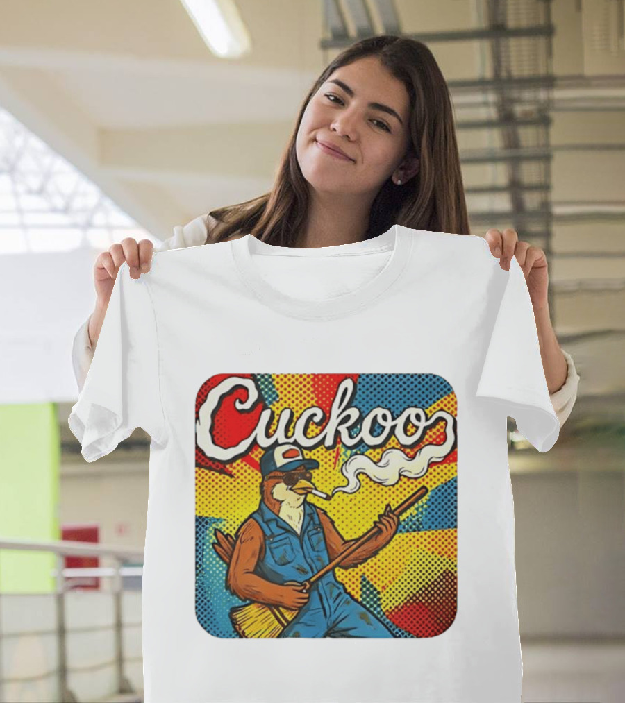 Cuckoo Smoking Bird In Sunglasses Retro Pop T-Shirt