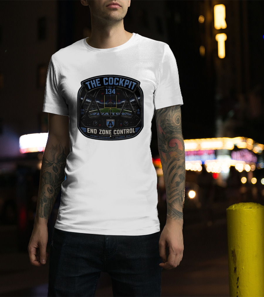 The Cockpit Sec 134 Aviators End Zone Control Historic Crew Stadium Columbus Ohio T-Shirt