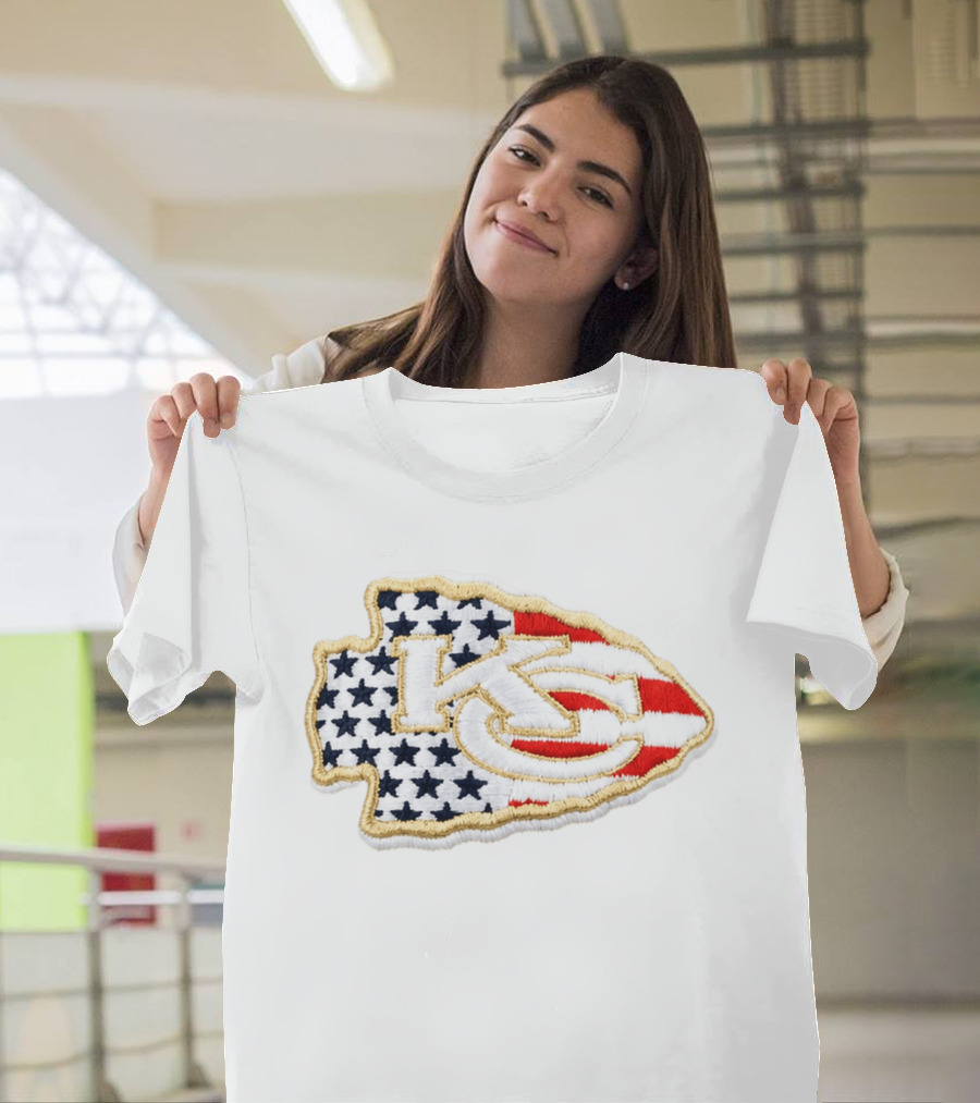 USA 250 Chiefs Stars And Stripes KC Patch T-Shirt