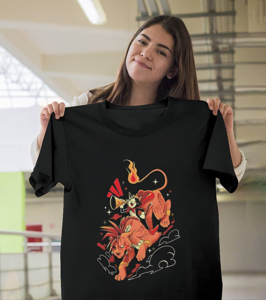 Cait Sith Red XIII Fantasy Adventure Duo Red Rider T-Shirt