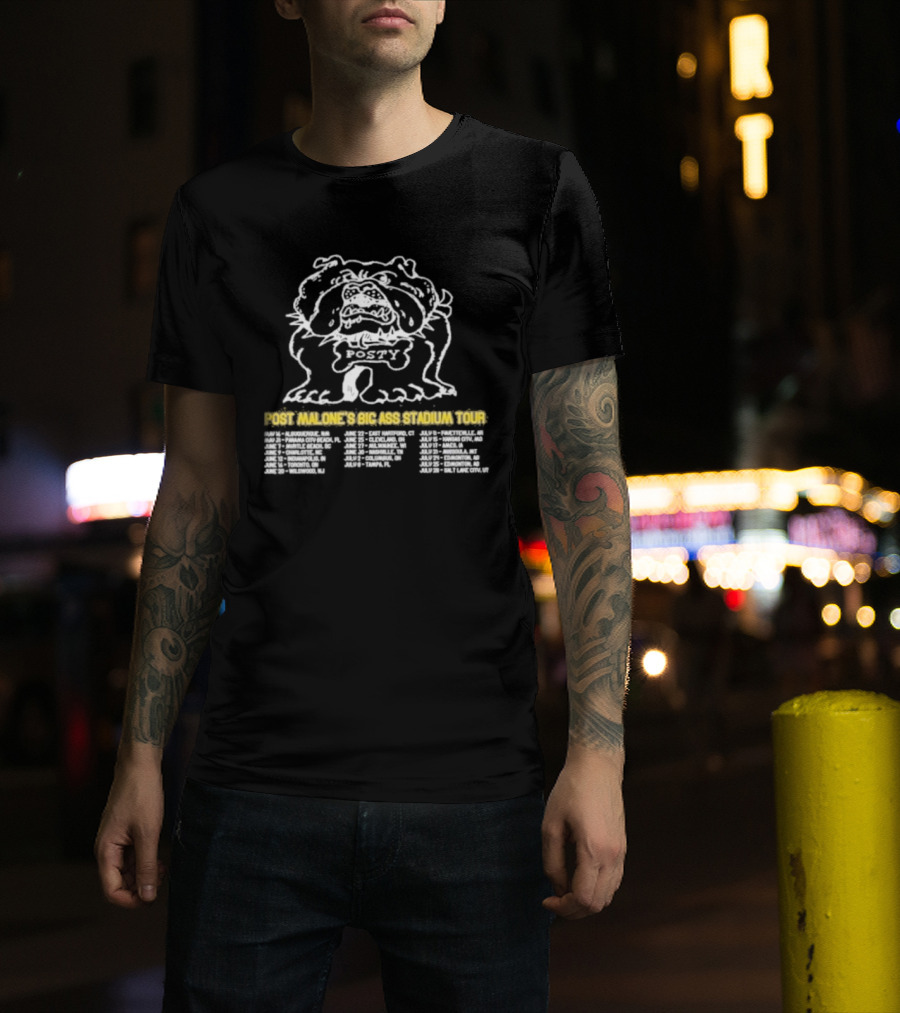 Post Malone's Big Ass Stadium Tour Posty Bulldog T-Shirt