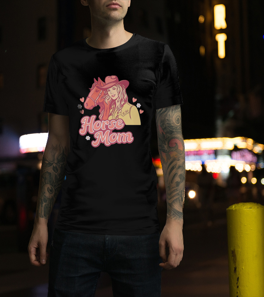 Cowgirl Horse Mom With Mustang And Hearts T-Shirt