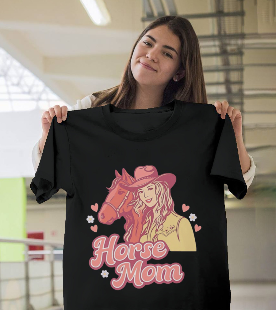 Cowgirl Horse Mom With Mustang And Hearts T-Shirt