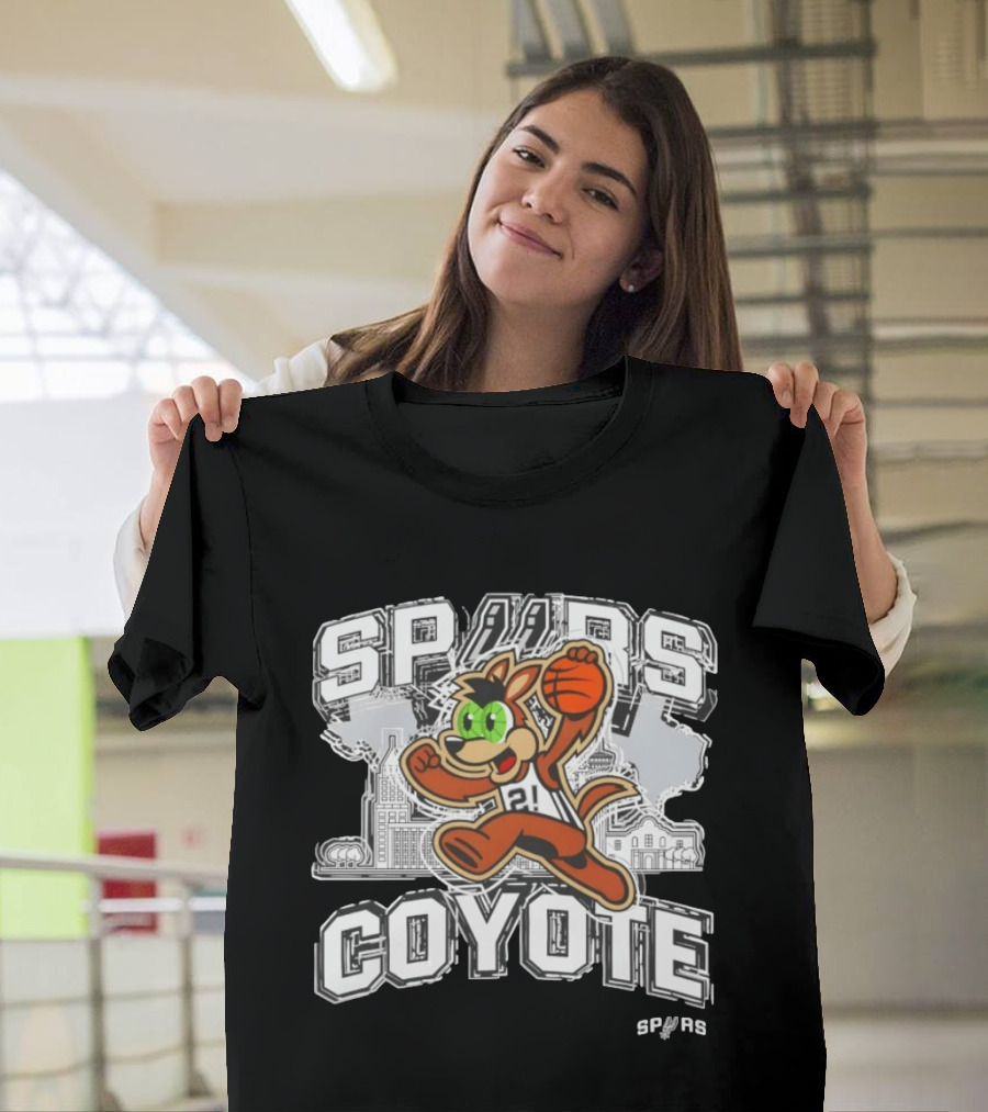 Spurs Coyote Basketball San Antonio City Skyline T-Shirt