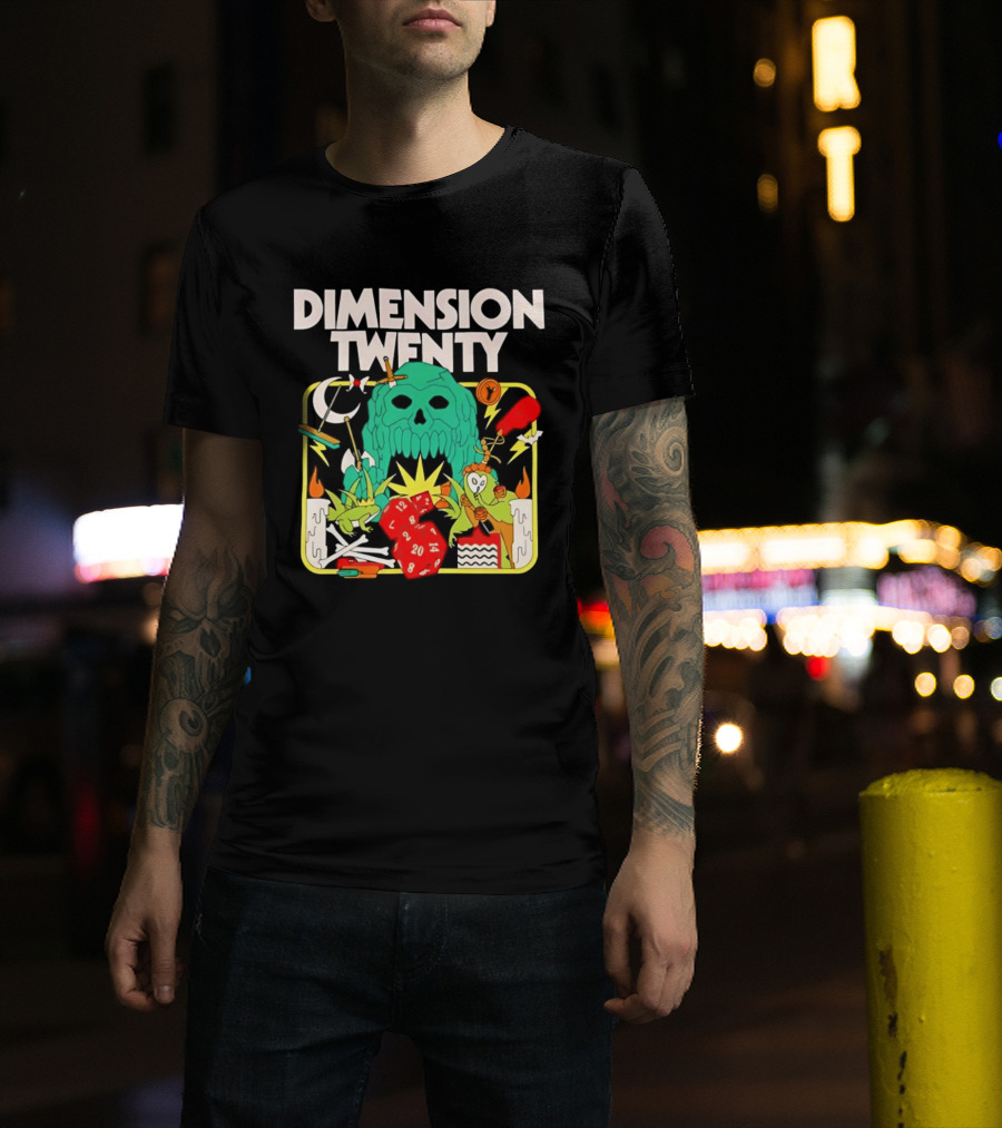 Dimension Twenty RPG Dice Skull Adventure T-Shirt