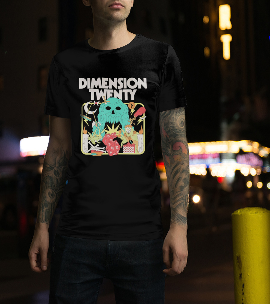 Dimension Twenty Skull Dice Fantasy Adventure T-Shirt