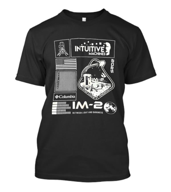 Intuitive Machines IM 2 Columbia 2025 Between Light And Darkness Moon Mission Lunar Module USA Flag T-Shirt