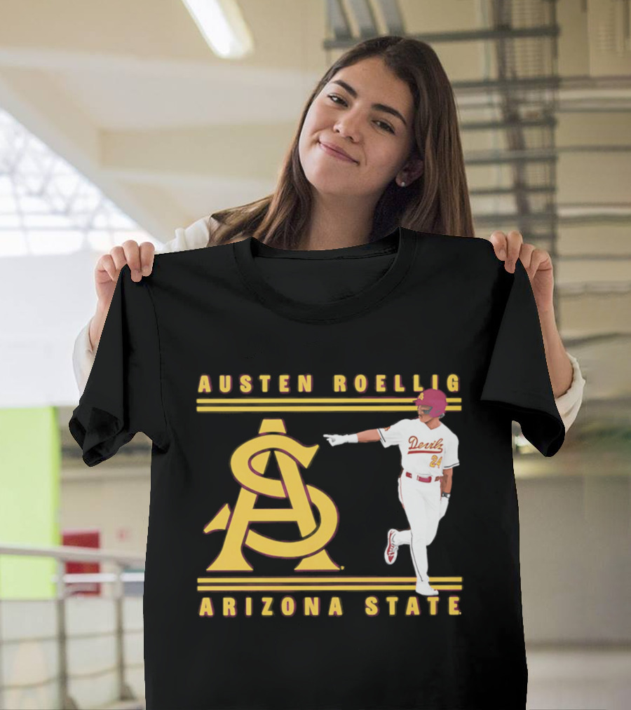 Austen Roellig Arizona State Devils Baseball NCAA Illustrated ASU T-Shirt