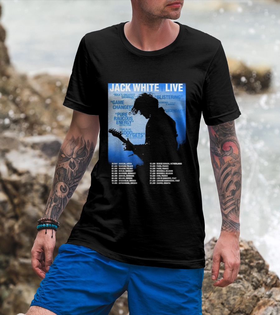 Jack White Live Europe 2026 Tour Dates Schedule Legendary Rock Concert Experience T-Shirt