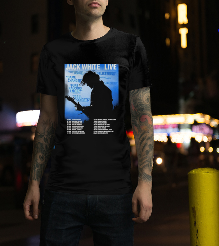 Jack White Live Europe 2026 Tour Dates Schedule Legendary Rock Concert Experience T-Shirt