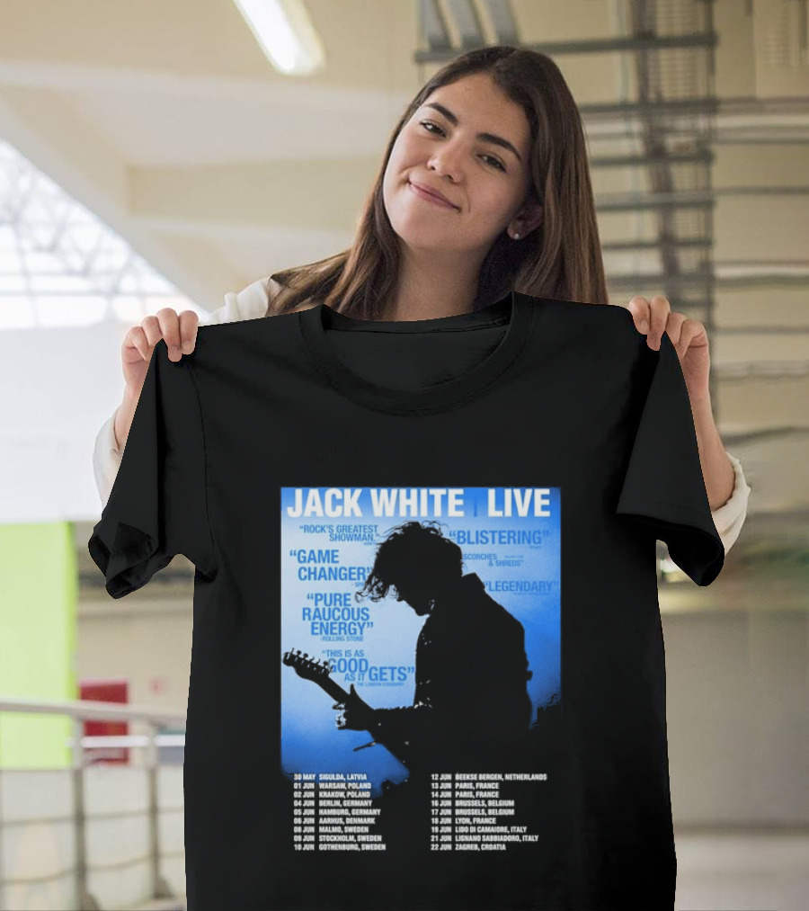 Jack White Live Europe 2026 Tour Dates Schedule Legendary Rock Concert Experience T-Shirt