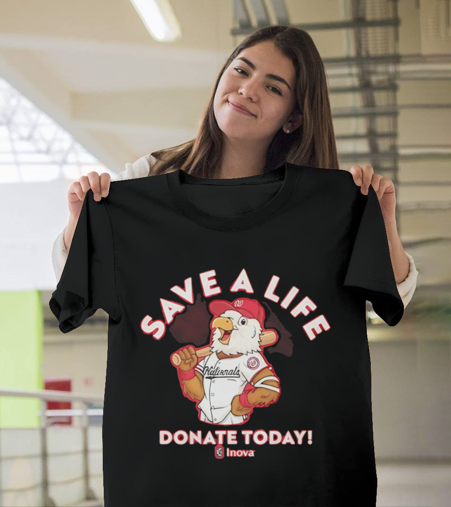 Nationals Mascot Blood Donation Save A Life Inova Drive 2026 T-Shirt