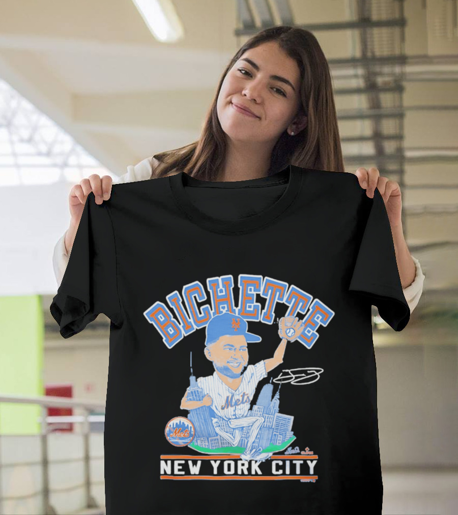 New York Mets Bichette Caricature New York City Tri Blend T-Shirt