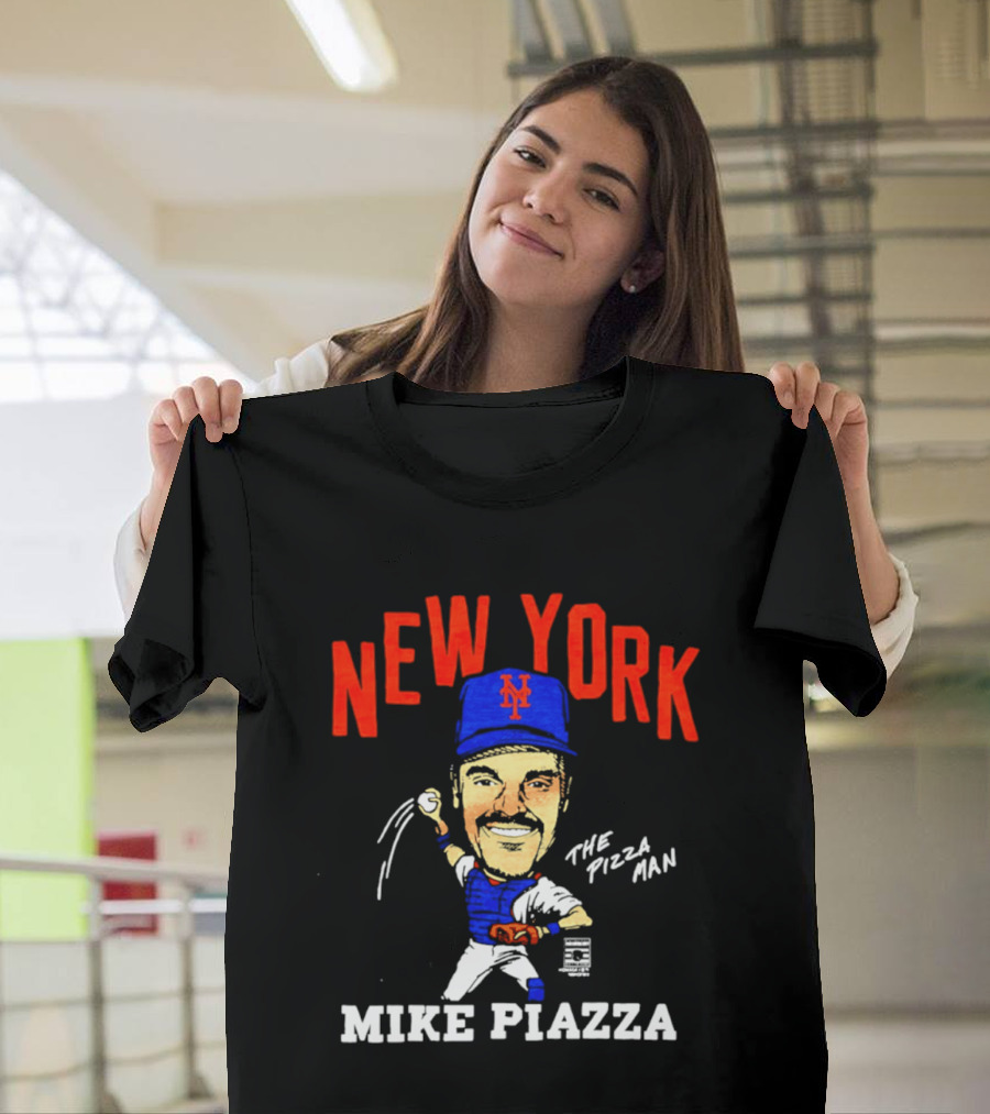 New York Mets Mike Piazza The Pizza Man Caricature T-Shirt