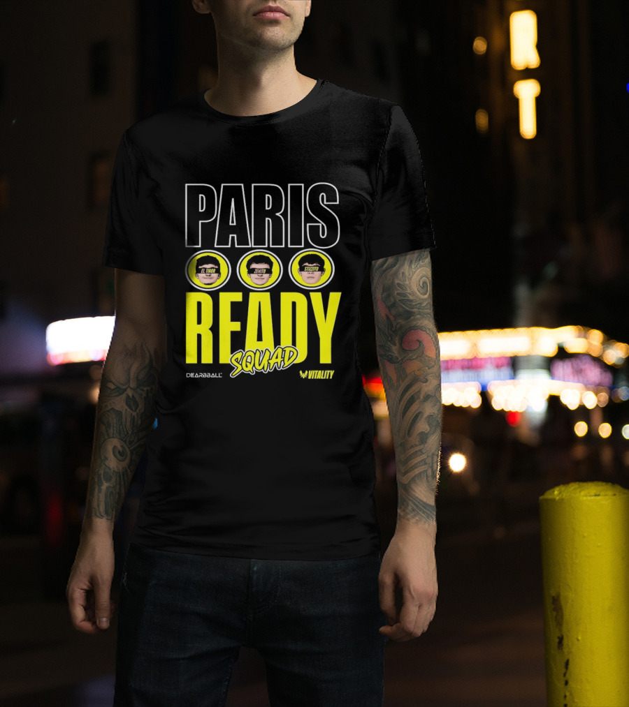 Paris Ready Squad Dearbball Vitality Text Faces T-Shirt