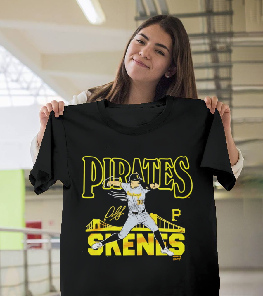 Pittsburgh Pirates Paul Skenes Signature Bridge T-Shirt