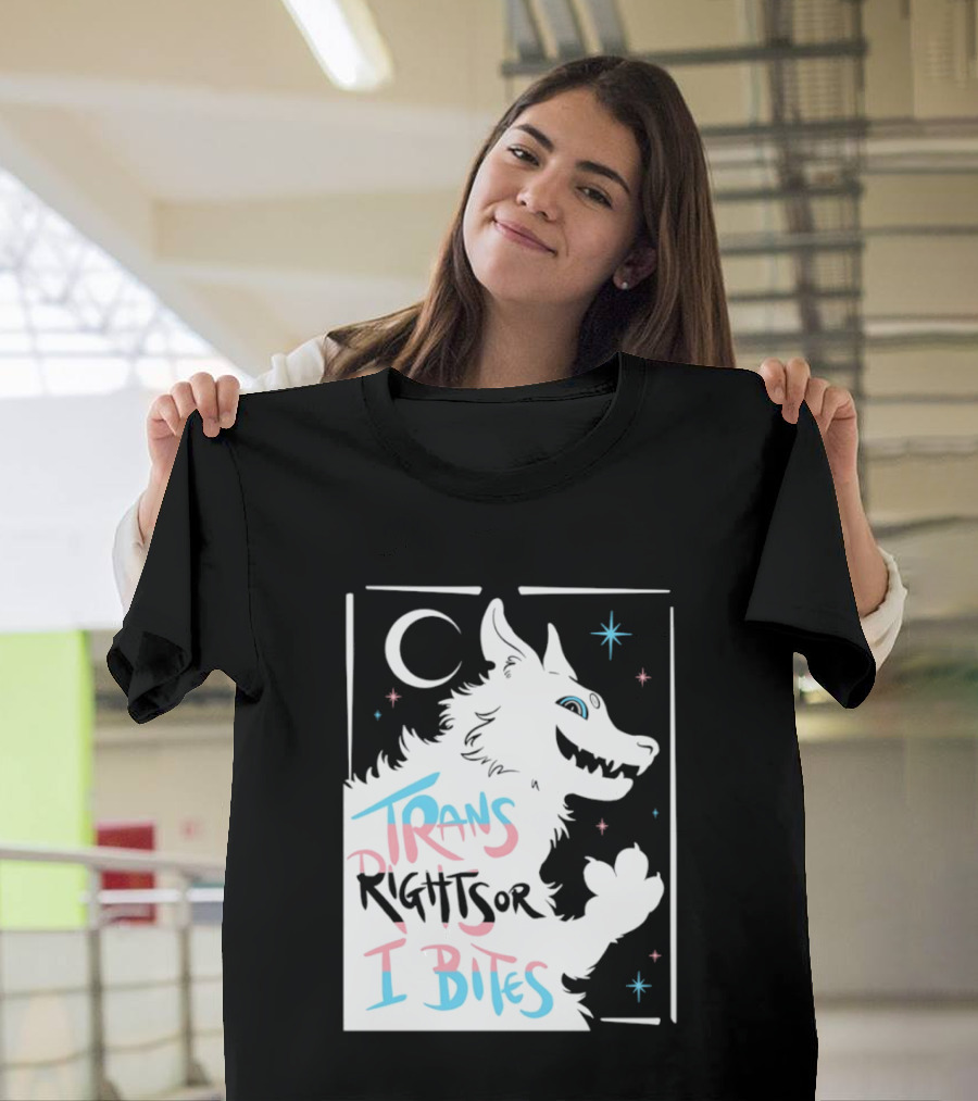 Trans Rights Or I Bites Wolf Moon Stars T-Shirt