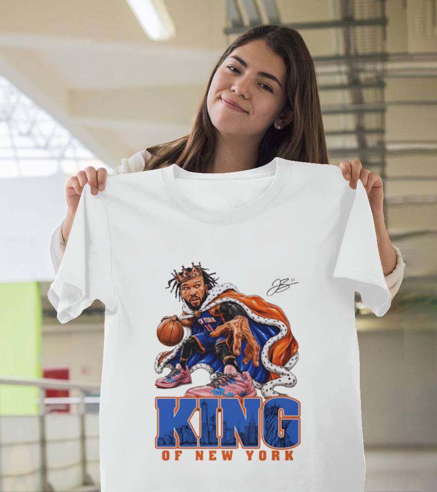 Jalen Brunson King Of New York Knicks Crown Cape T-Shirt