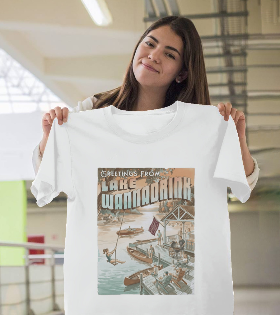 Greetings From Lake Wannadrink Goat Island Madison Social Fat Finger T-Shirt