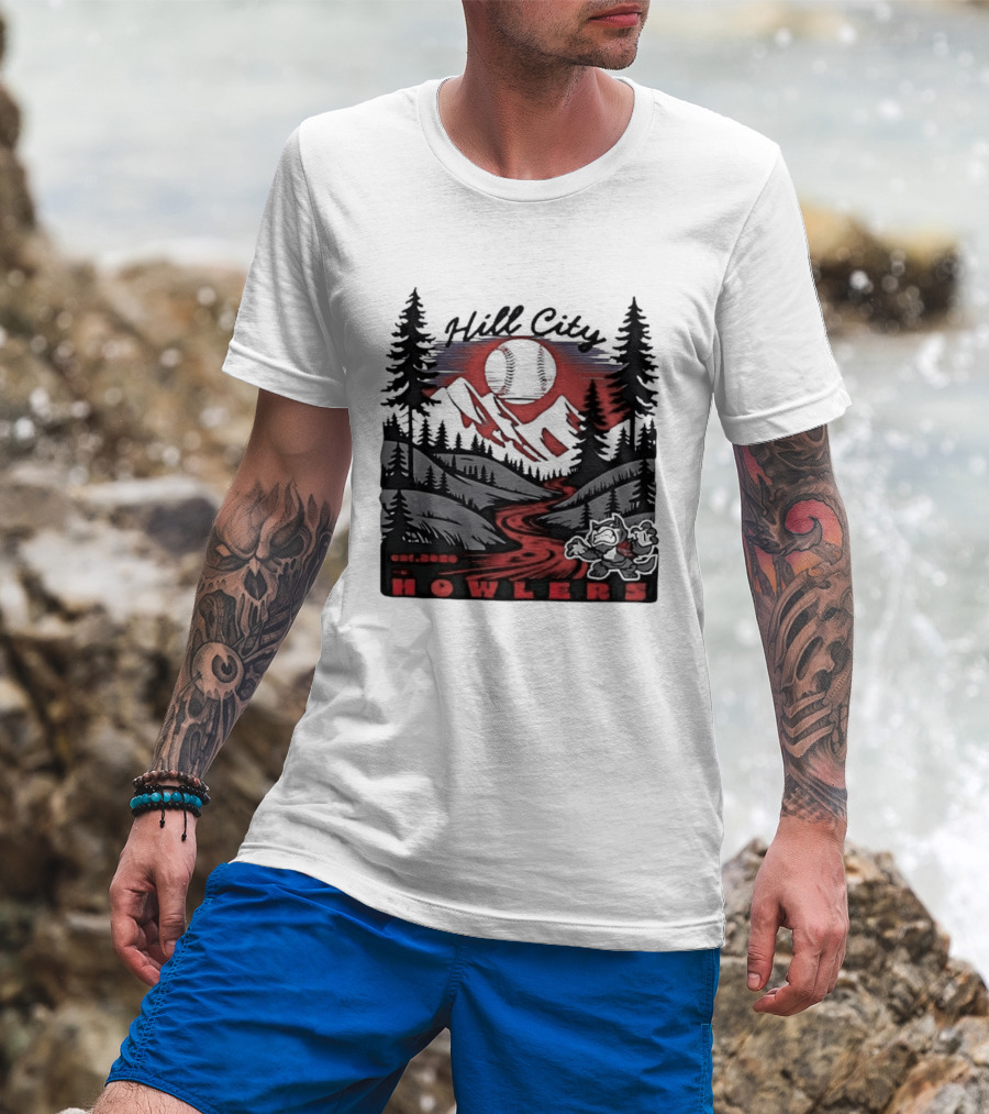 Hill City Howlers Est 2020 Mountain Pine Tree Forest Nature Sports T-Shirt