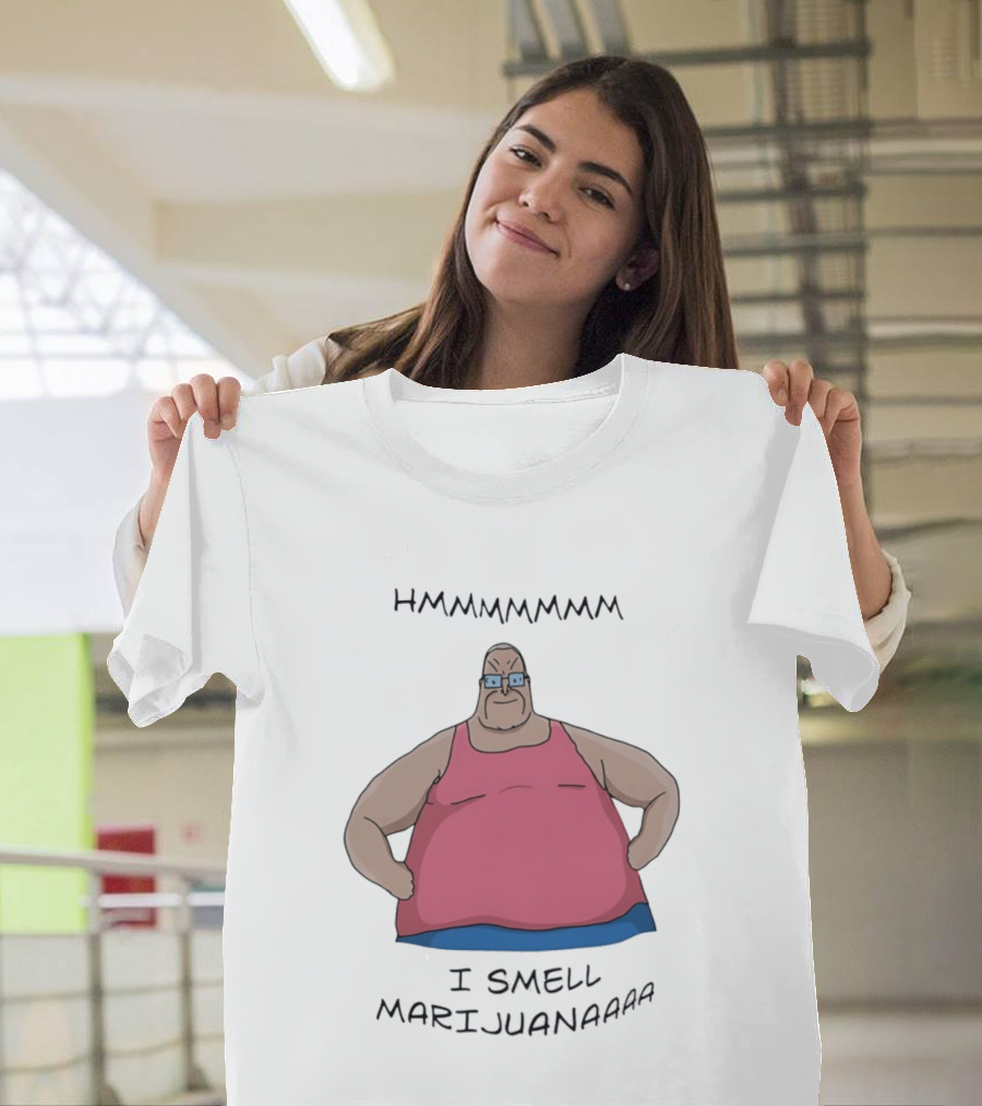 HMMMMMMM I Smell Marijuana Meme Character In Pink T-Shirt