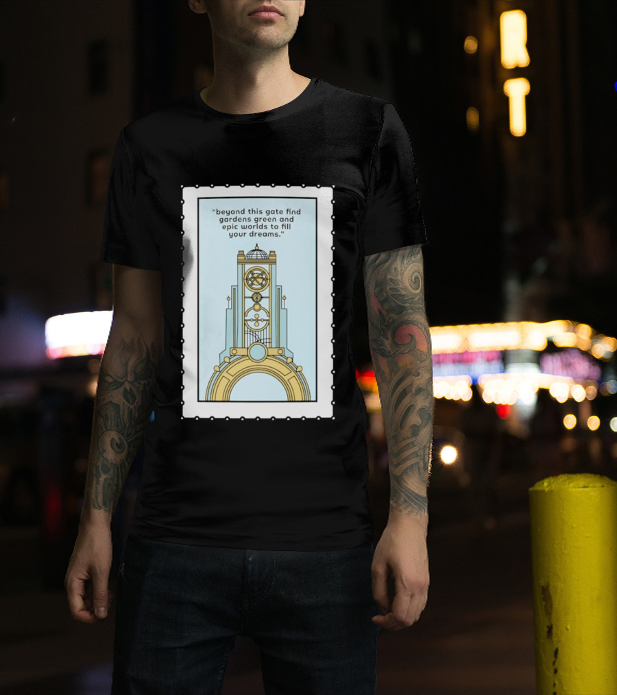 Epic Worlds Gate Tower Dreams Imagination Steampunk Deco Fantasy T-Shirt