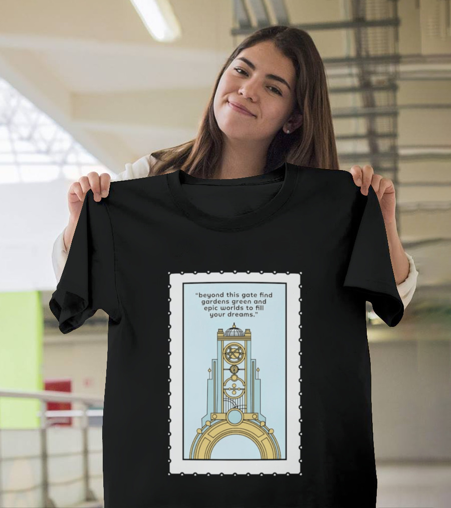 Epic Worlds Gate Tower Dreams Imagination Steampunk Deco Fantasy T-Shirt
