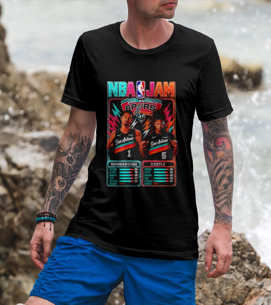 NBA Jam Wembanyama Castle San Antonio Spurs T-Shirt