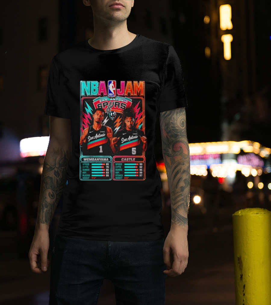 NBA Jam Wembanyama Castle San Antonio Spurs T-Shirt