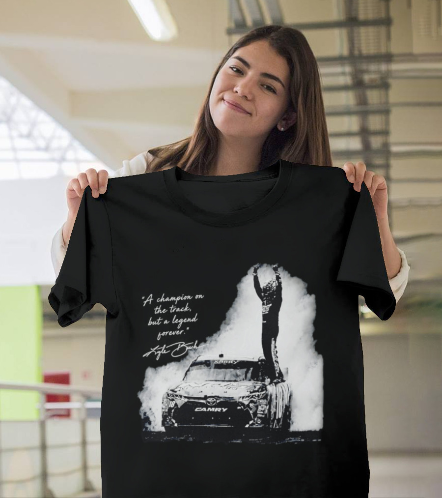 Kyle Busch Celebrating On Toyota Camry 18 NASCAR Cup Series Victory T-Shirt