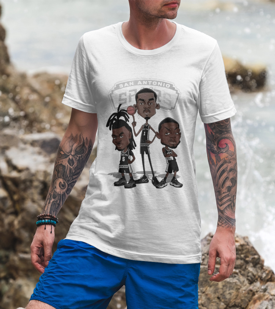 Victor Wembanyama Stephon Castle De'Aaron Fox San Antonio Spurs NBA Caricature T-Shirt