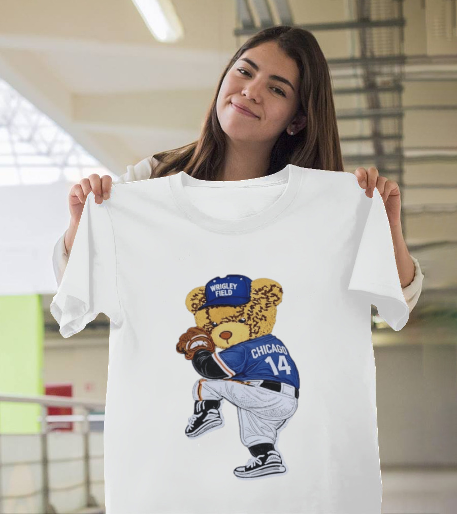 Wrigley Field Chicago Bear 14 Baseball Pitcher T-Shirt