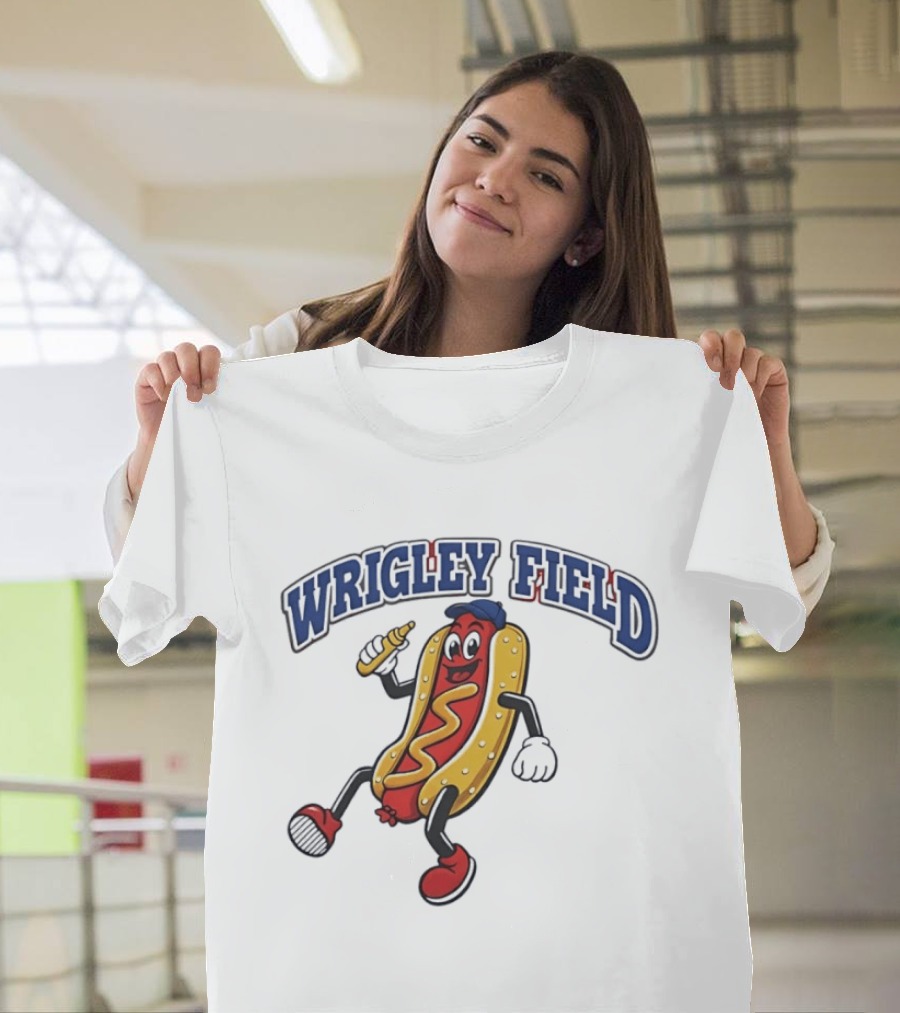 Wrigley Field Hot Dog Mascot Sprint With Mustard T-Shirt